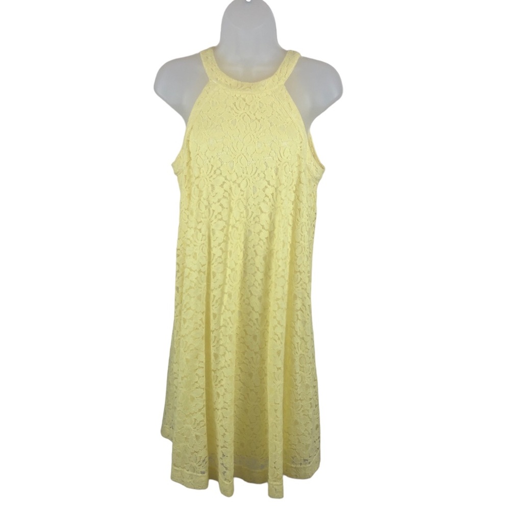 DRESS - Women's Betsey Johnson Yellow Floral Lace A-Line Shift Dress. Size 4